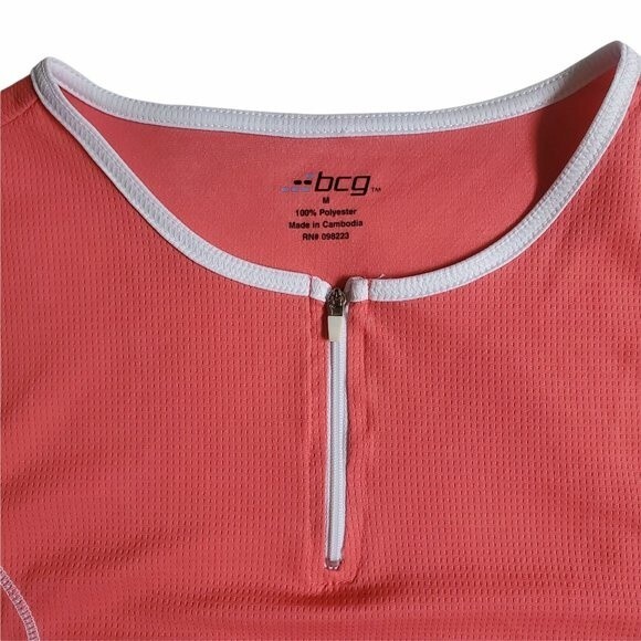 BCG Pink and White Short Sleeve Quarter Zip Athletic T Shirt sz M - Picture 4 of 11